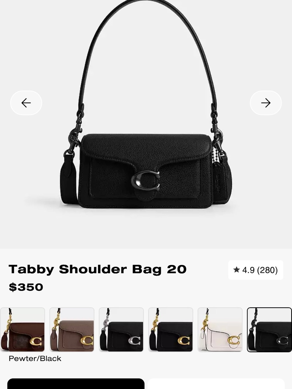 Coach Black Leather Shoulder Bag with Signature 'C' - Picture 8 of 8